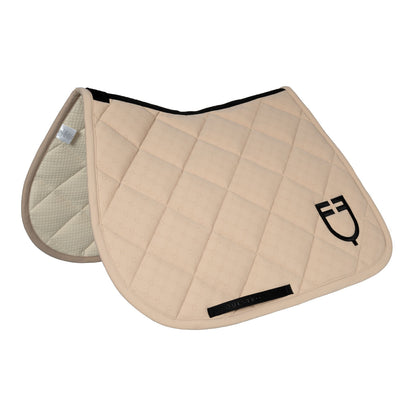 Almohadilla de montar con estampado de monograma de salto Equestro - Oxford Tan (15-1306)/Black