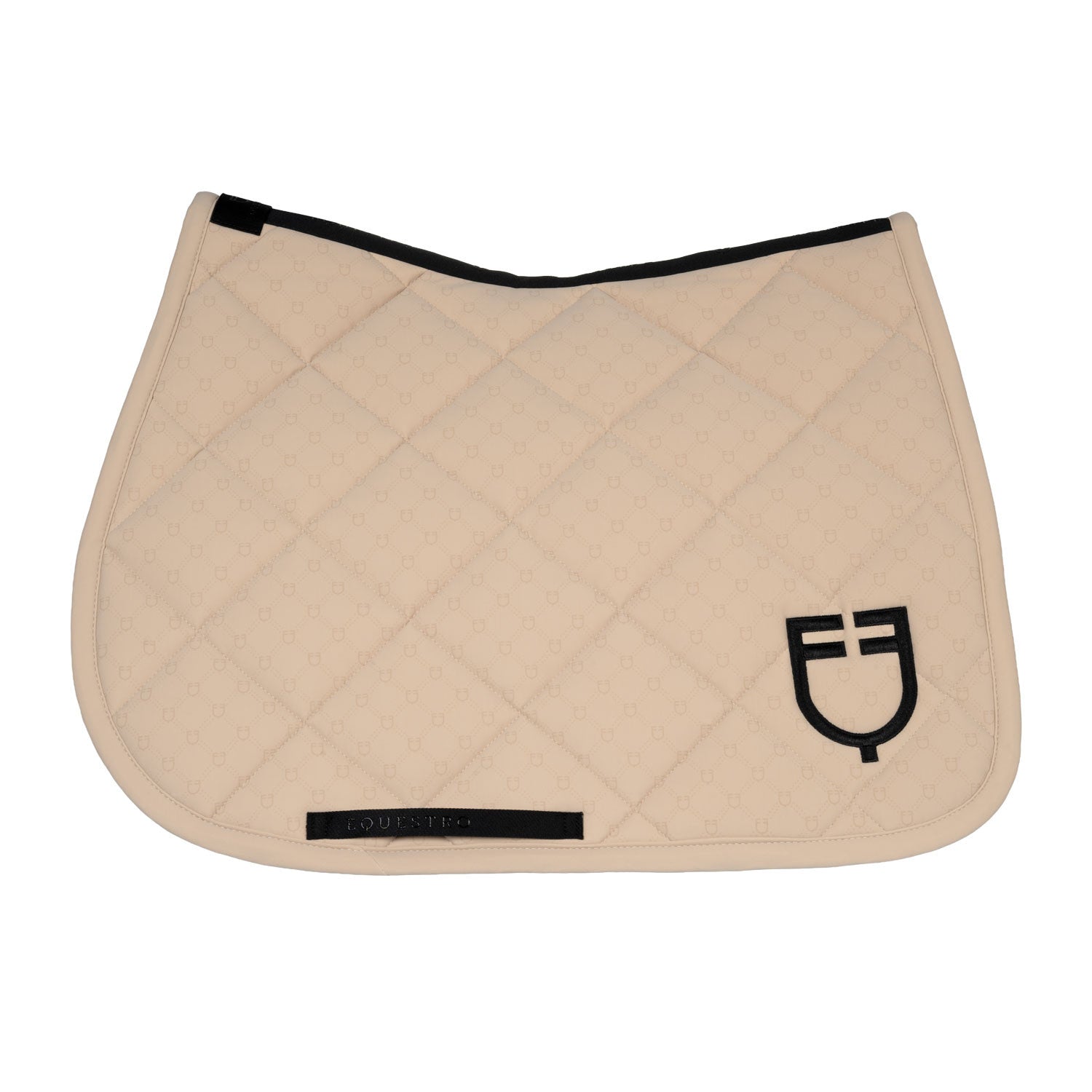 Almohadilla de montar con estampado de monograma de salto Equestro - Oxford Tan (15-1306)/Black