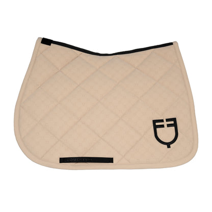 Almohadilla de montar con estampado de monograma de salto Equestro - Oxford Tan (15-1306)/Black