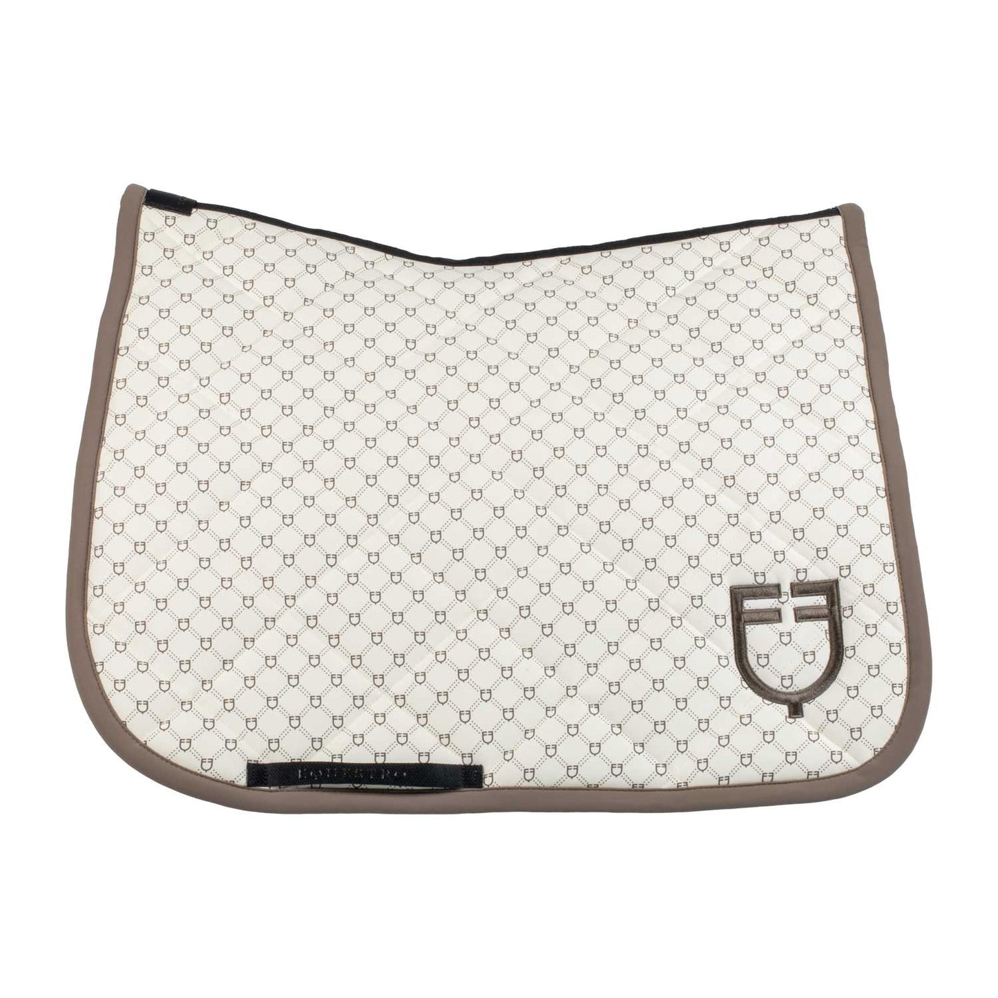 Almohadilla de montar con monograma de doma Equestro - Antique White (11-0105)/Walnut