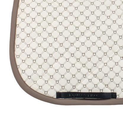 Almohadilla de montar con monograma de doma Equestro - Antique White (11-0105)/Walnut