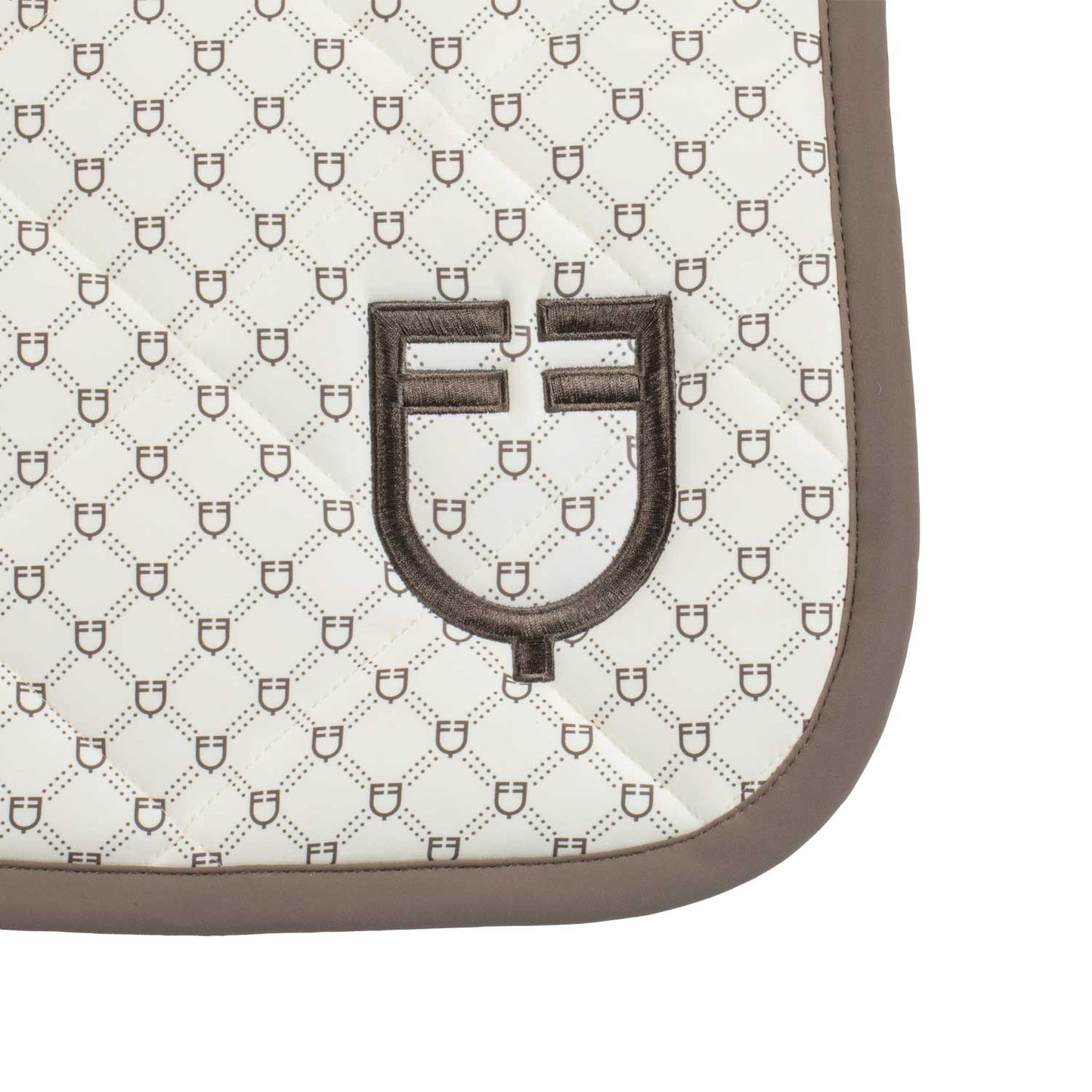 Almohadilla de montar con monograma de doma Equestro - Antique White (11-0105)/Walnut