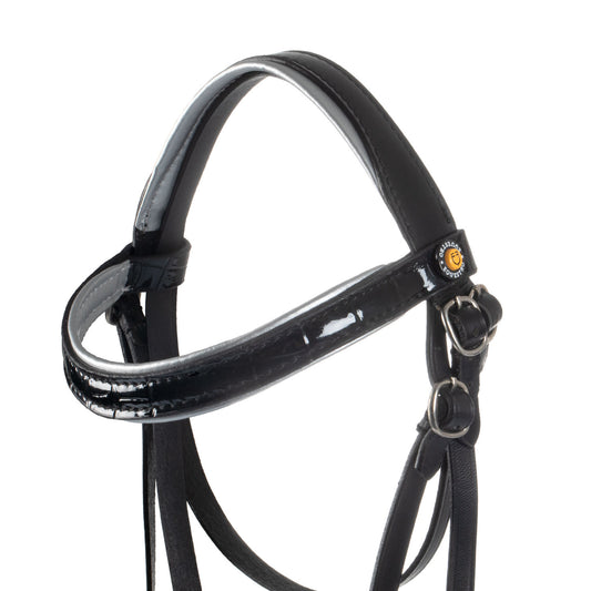 Brida para hobby horse cuero brillante Equestro - Negro