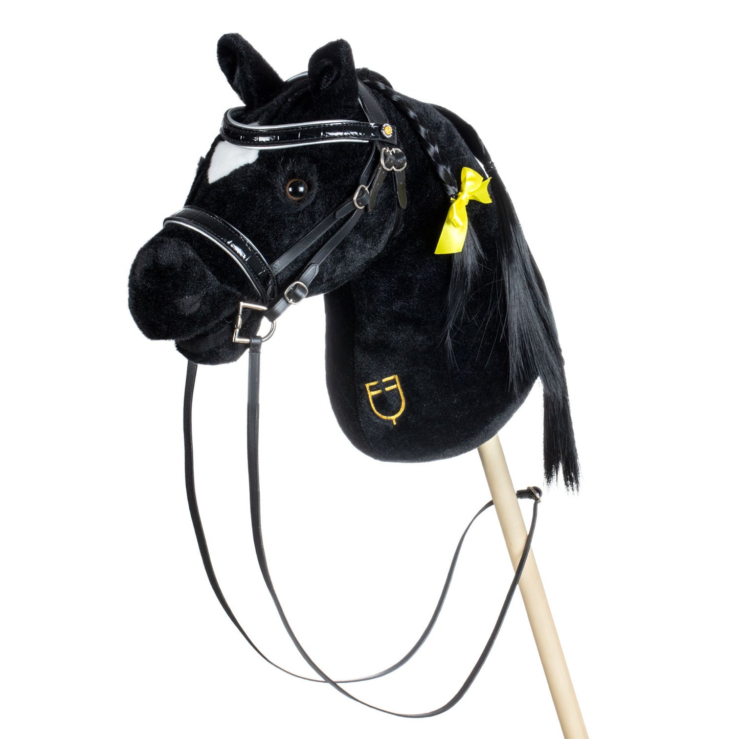 Brida para hobby horse cuero brillante Equestro - Negro