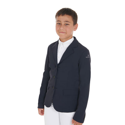 Chaqueta de niños de concurso tres botones Equestro - Navy Blazer