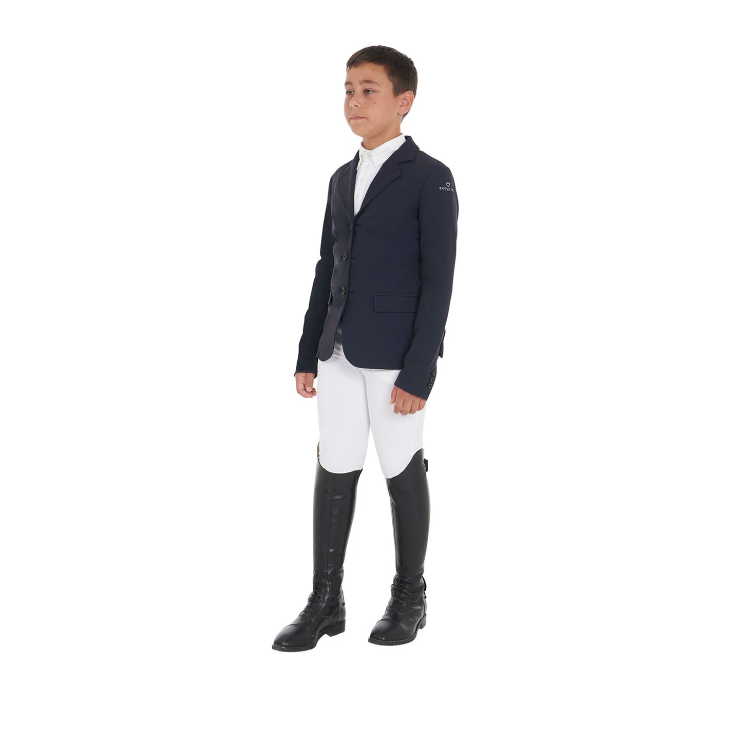 Chaqueta de niños de concurso tres botones Equestro - Navy Blazer