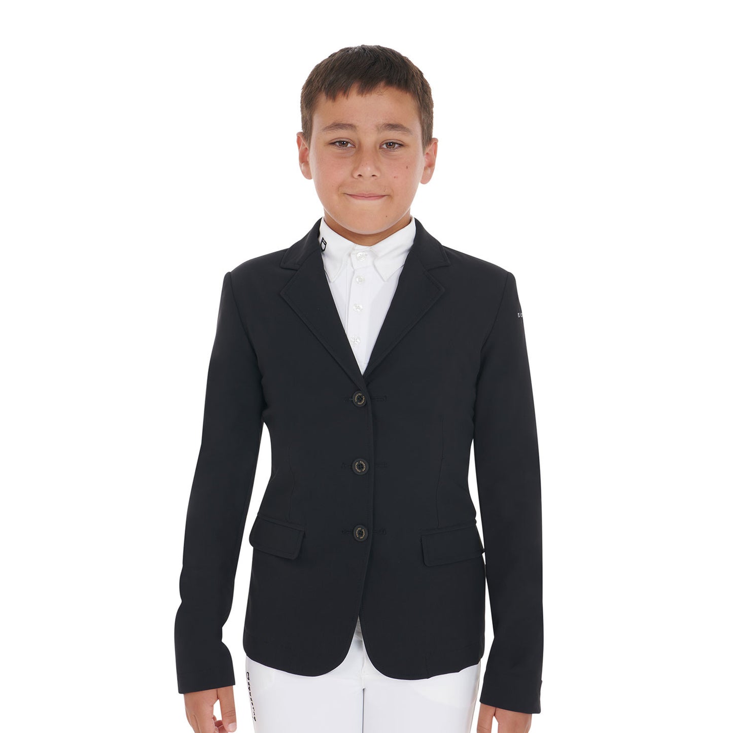 Chaqueta de niños de concurso tres botones Equestro - Negro