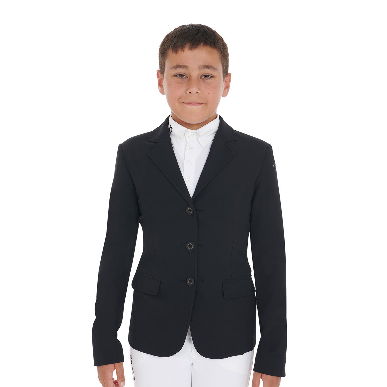 Chaqueta de niños de concurso tres botones Equestro - Negro