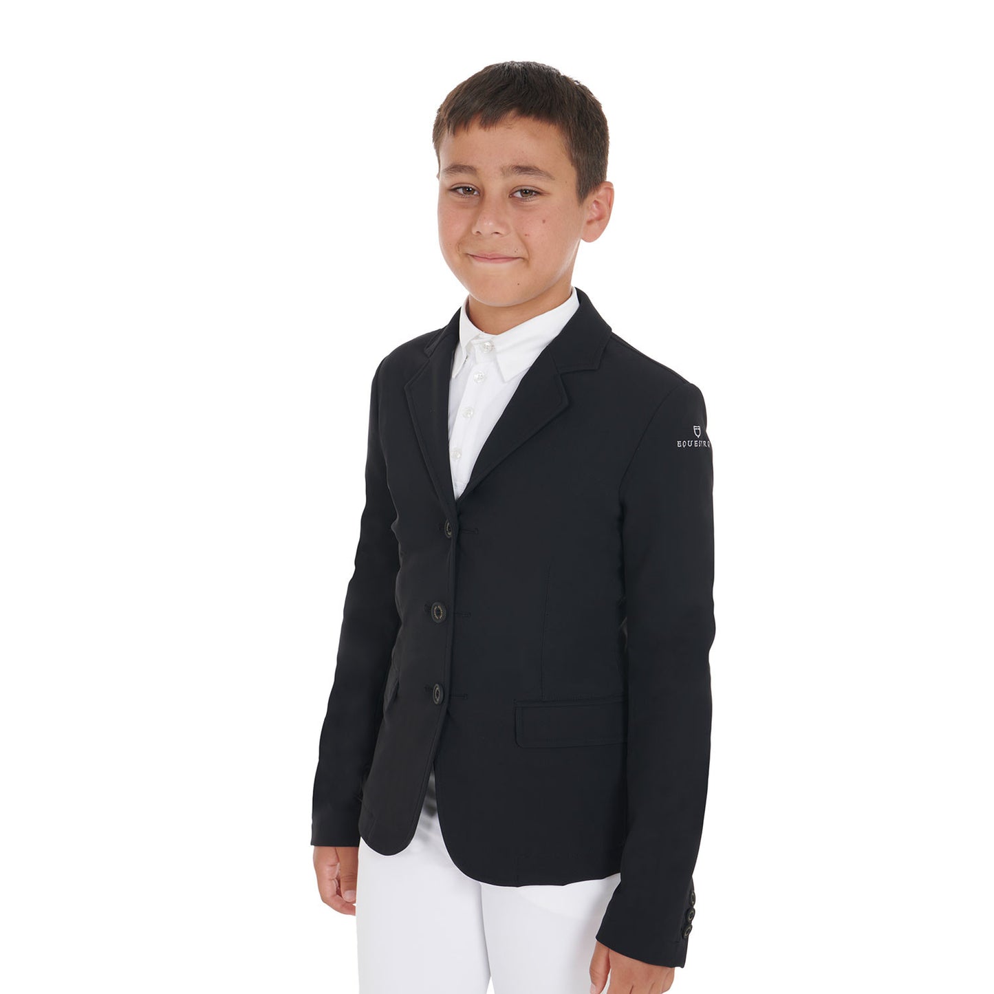 Chaqueta de niños de concurso tres botones Equestro - Negro