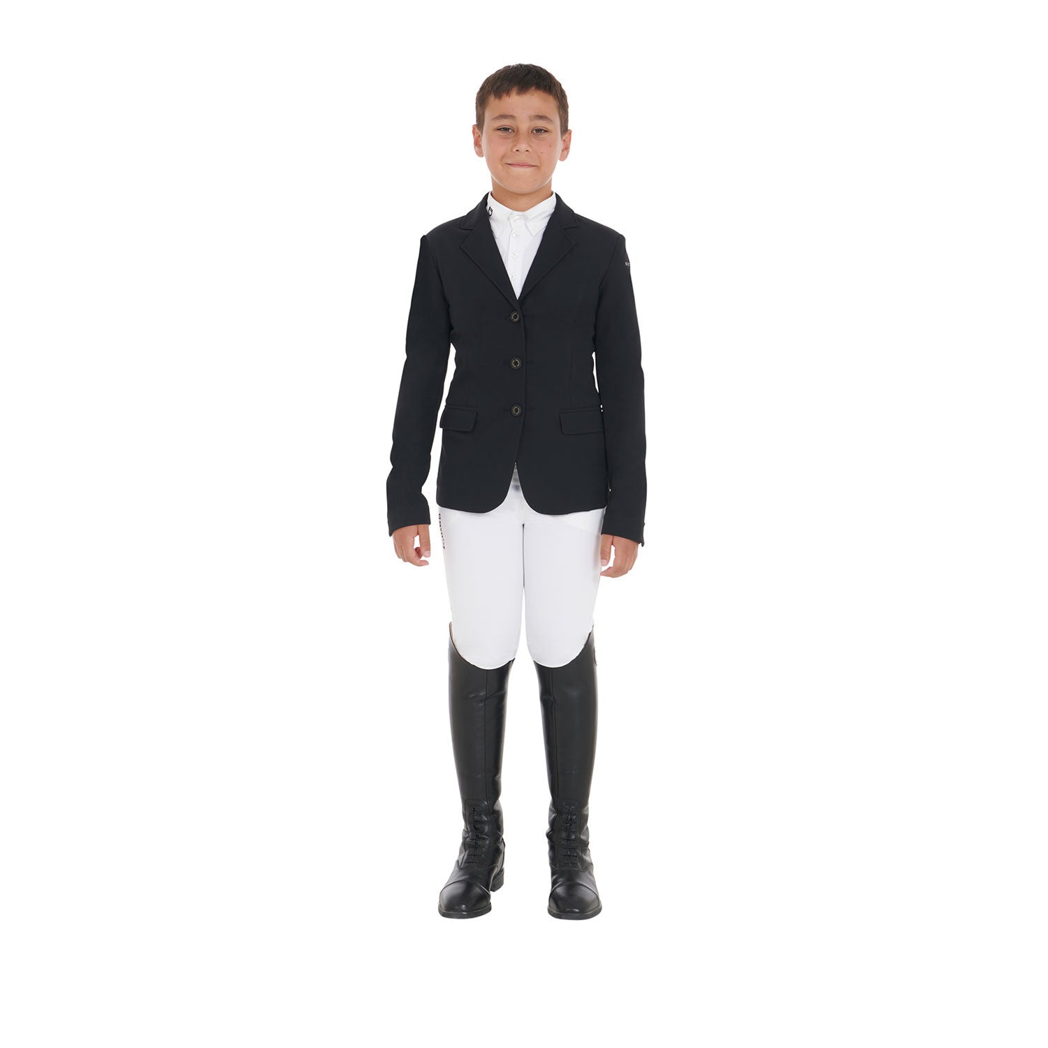 Chaqueta de niños de concurso tres botones Equestro - Negro