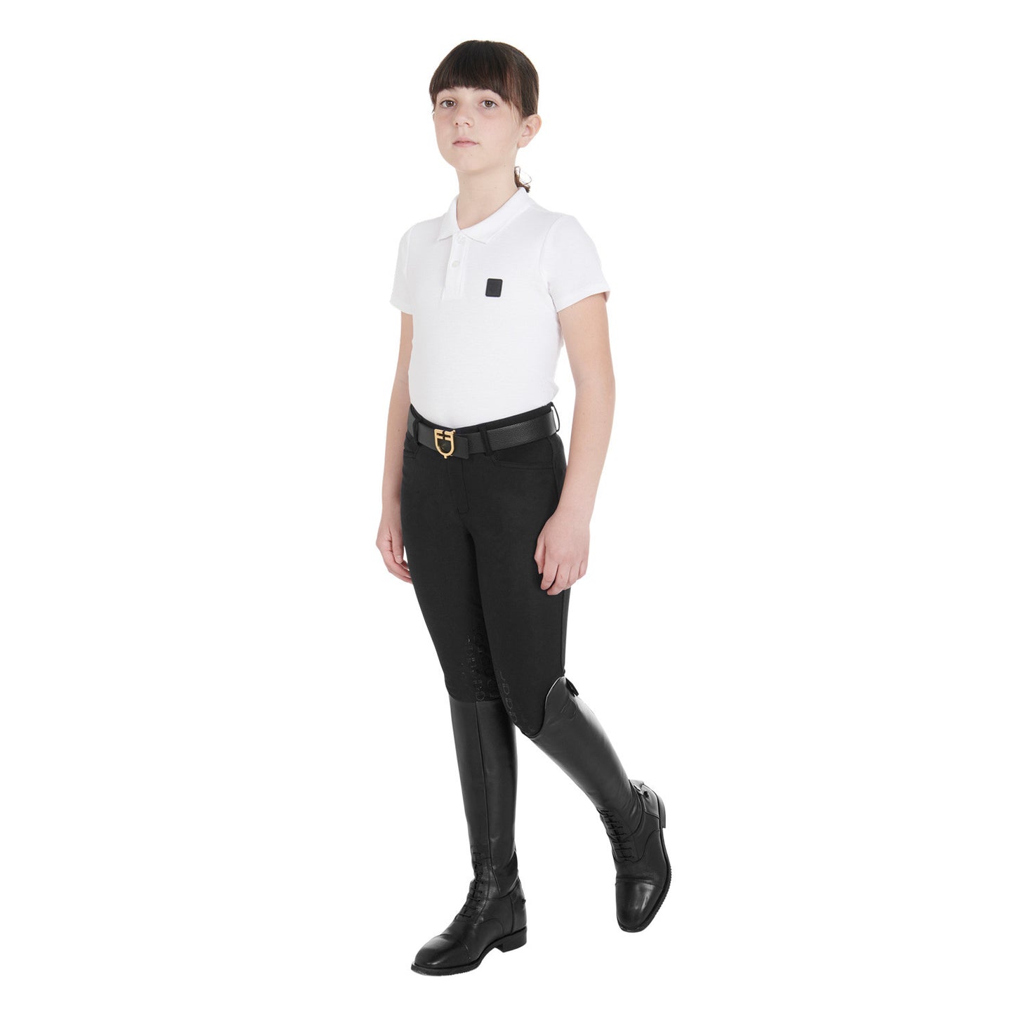 Pantalones unisex infantiles slim fit Equestro - Negro
