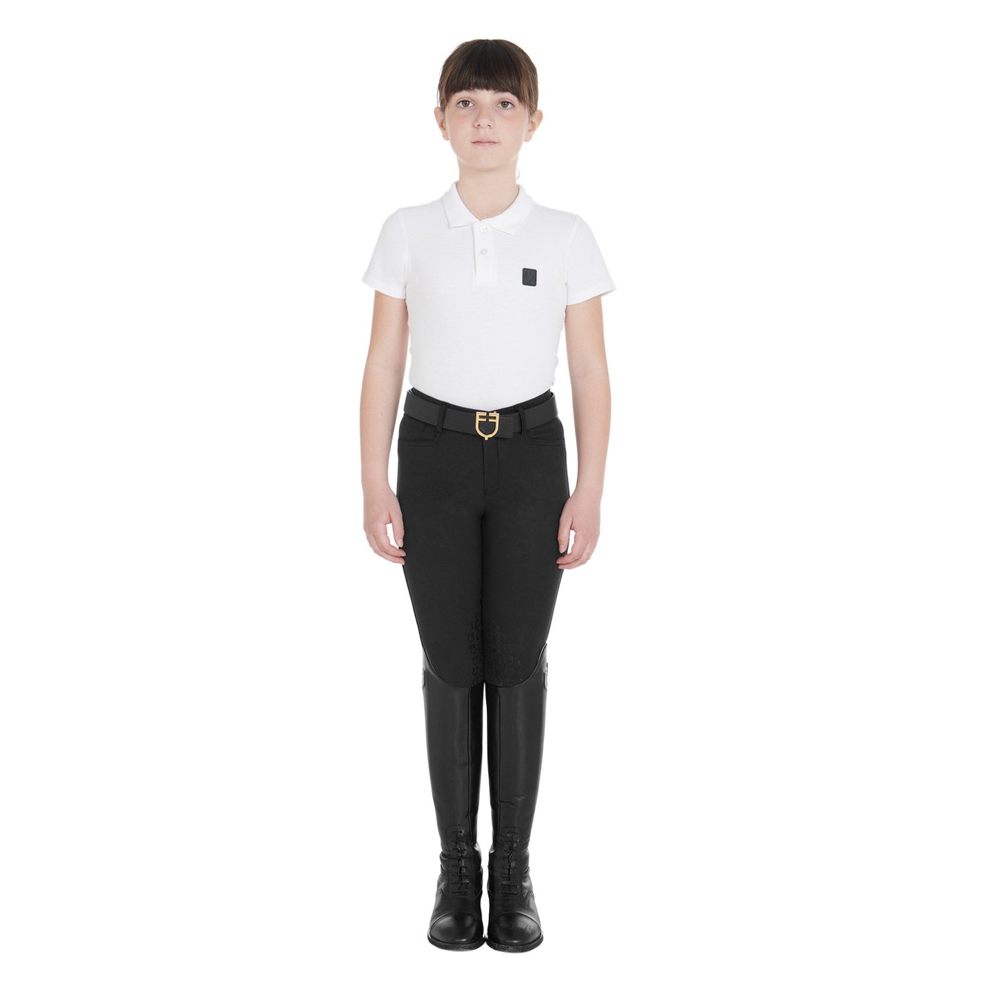 Pantalones unisex infantiles slim fit Equestro - Negro
