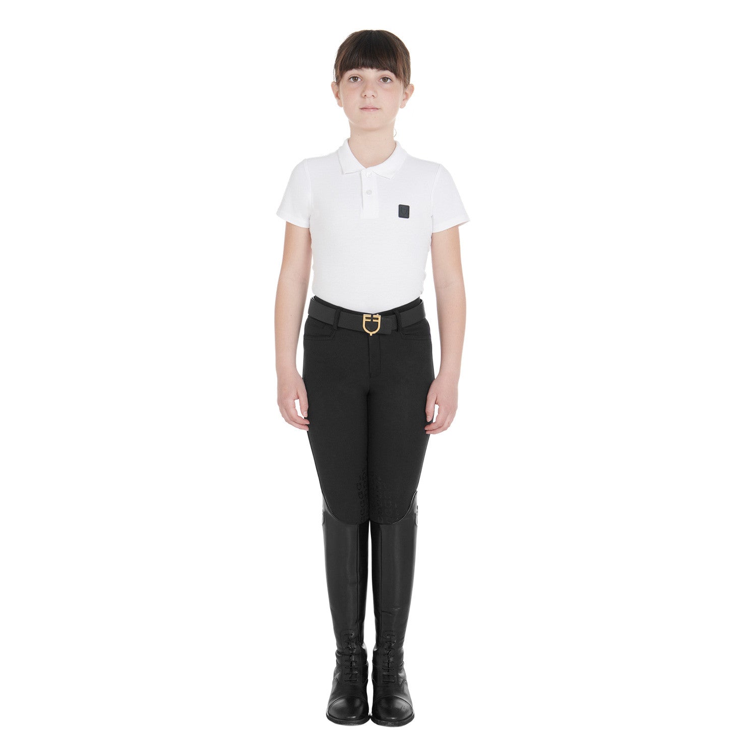 Pantalones unisex infantiles slim fit Equestro - Negro