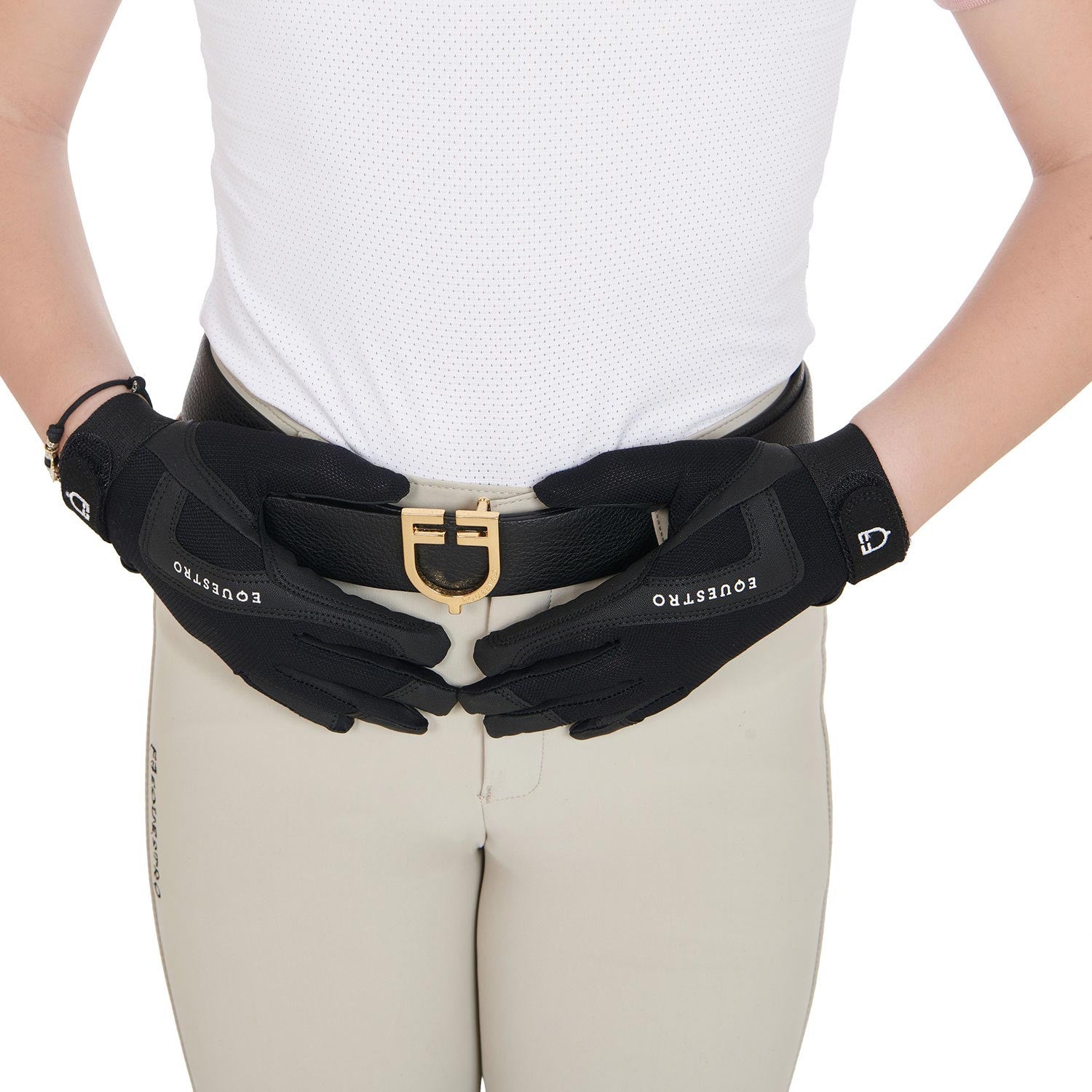 Guantes infantiles de tejido técnico Equestro - Negro
