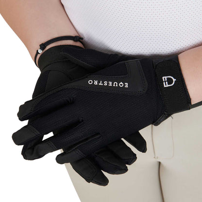 Guantes infantiles de tejido técnico Equestro - Negro