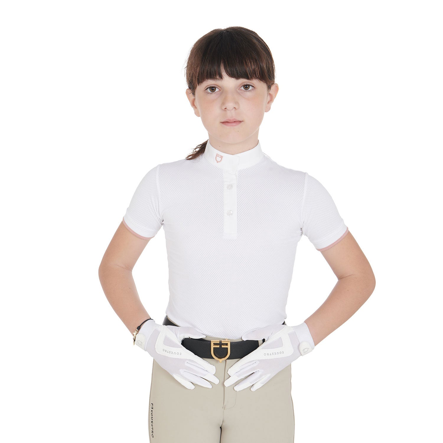Guantes infantiles de tejido técnico Equestro - Blanco