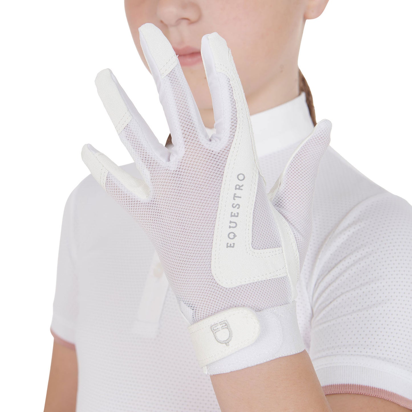 Guantes infantiles de tejido técnico Equestro - Blanco