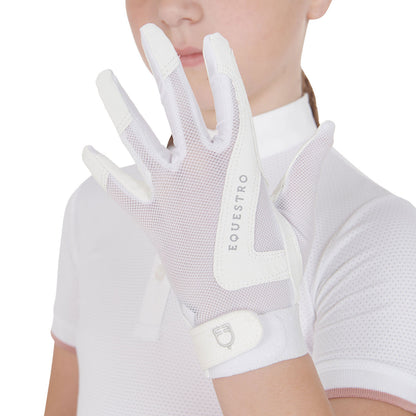 Guantes infantiles de tejido técnico Equestro - Blanco