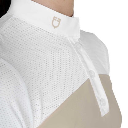Polo niña de concurso slim fit tejido perforado Equestro - Oxford Tan