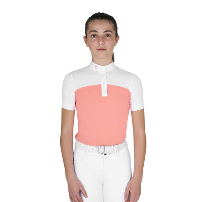 Polo niña de concurso slim fit tejido perforado Equestro - Desert Flower