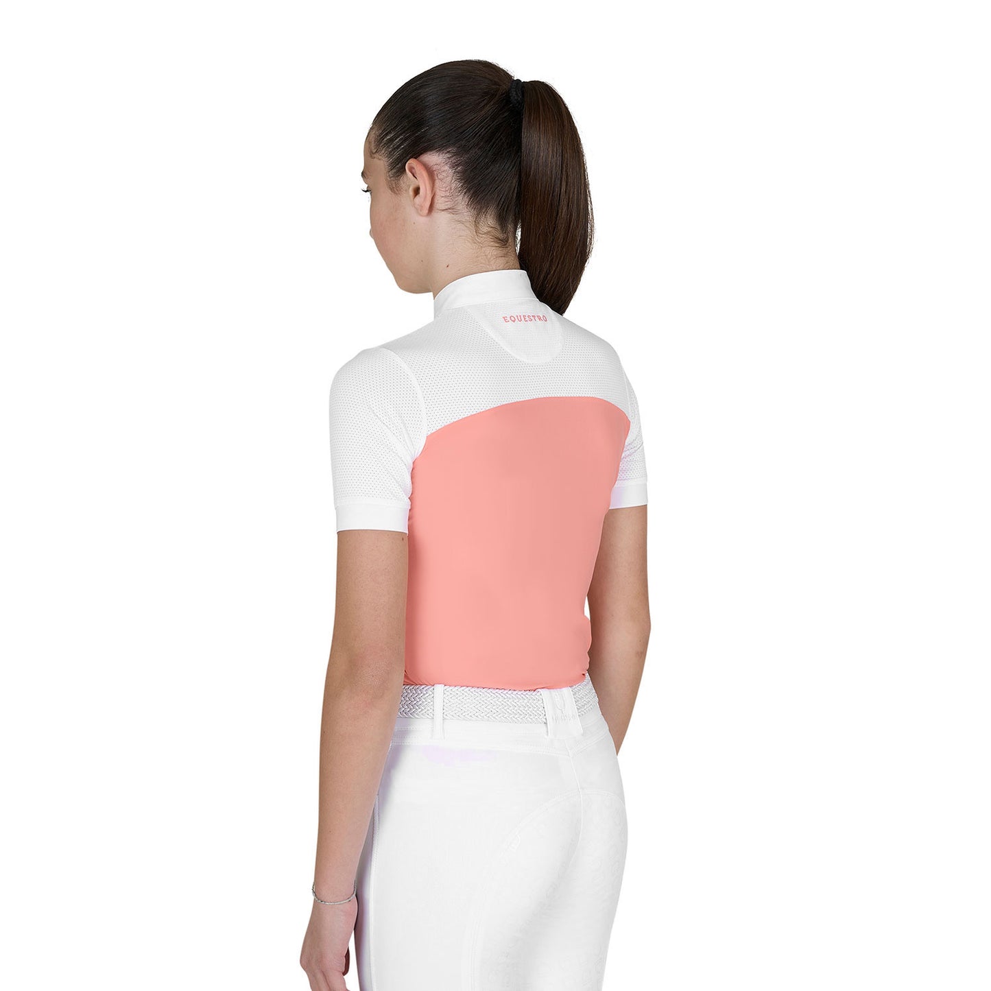 Polo niña de concurso slim fit tejido perforado Equestro - Desert Flower