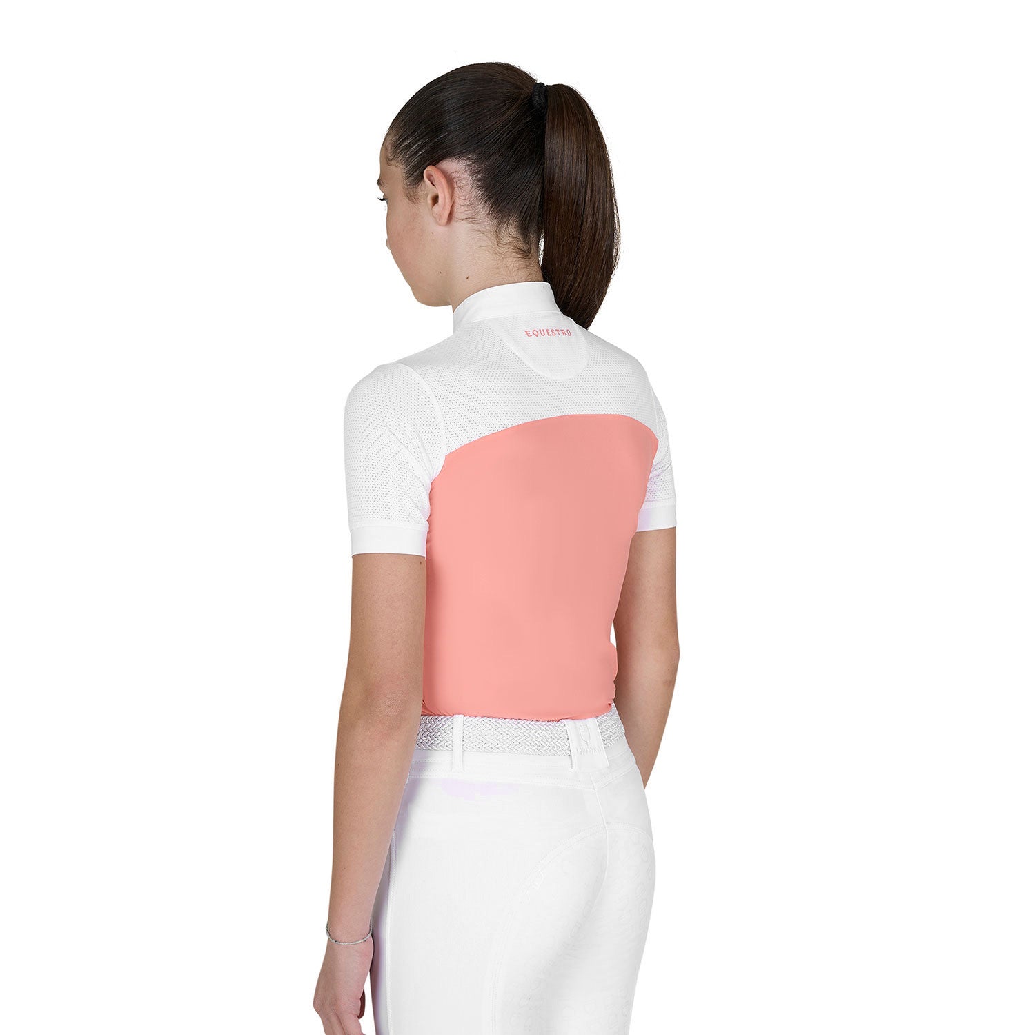 Polo niña de concurso slim fit tejido perforado Equestro - Desert Flower