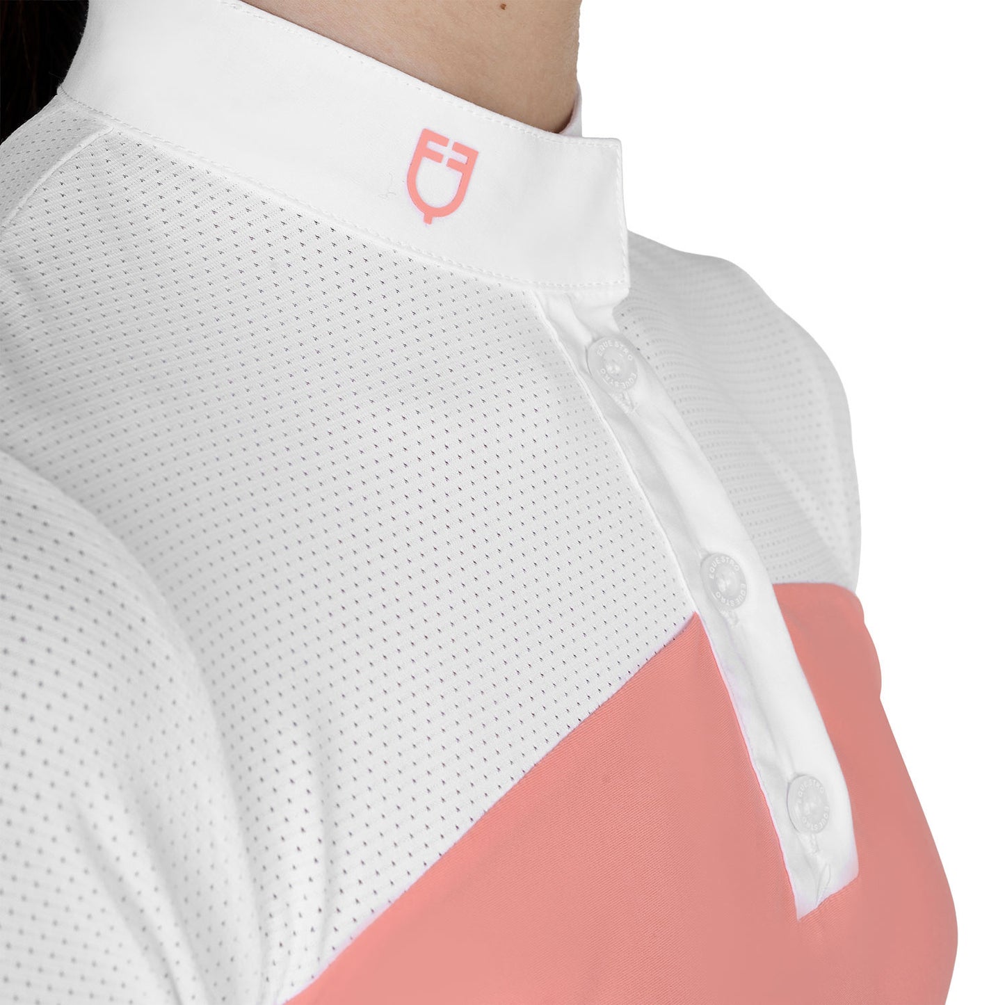 Polo niña de concurso slim fit tejido perforado Equestro - Desert Flower