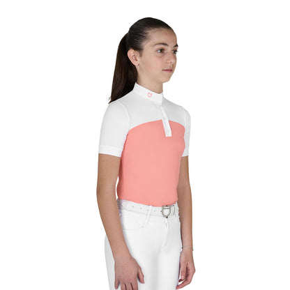 Polo niña de concurso slim fit tejido perforado Equestro - Desert Flower