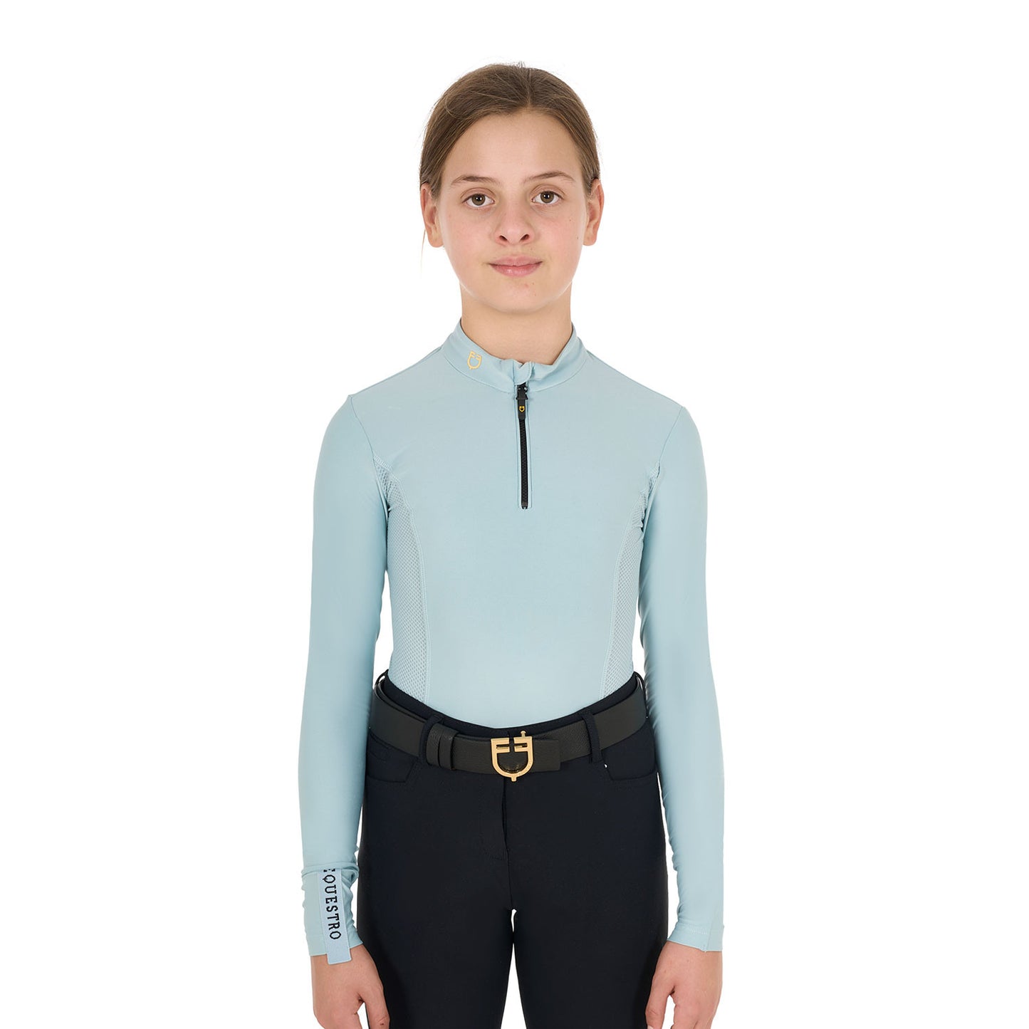 Capa base de niña de manga larga para entrenamiento Equestro - Grey Mist