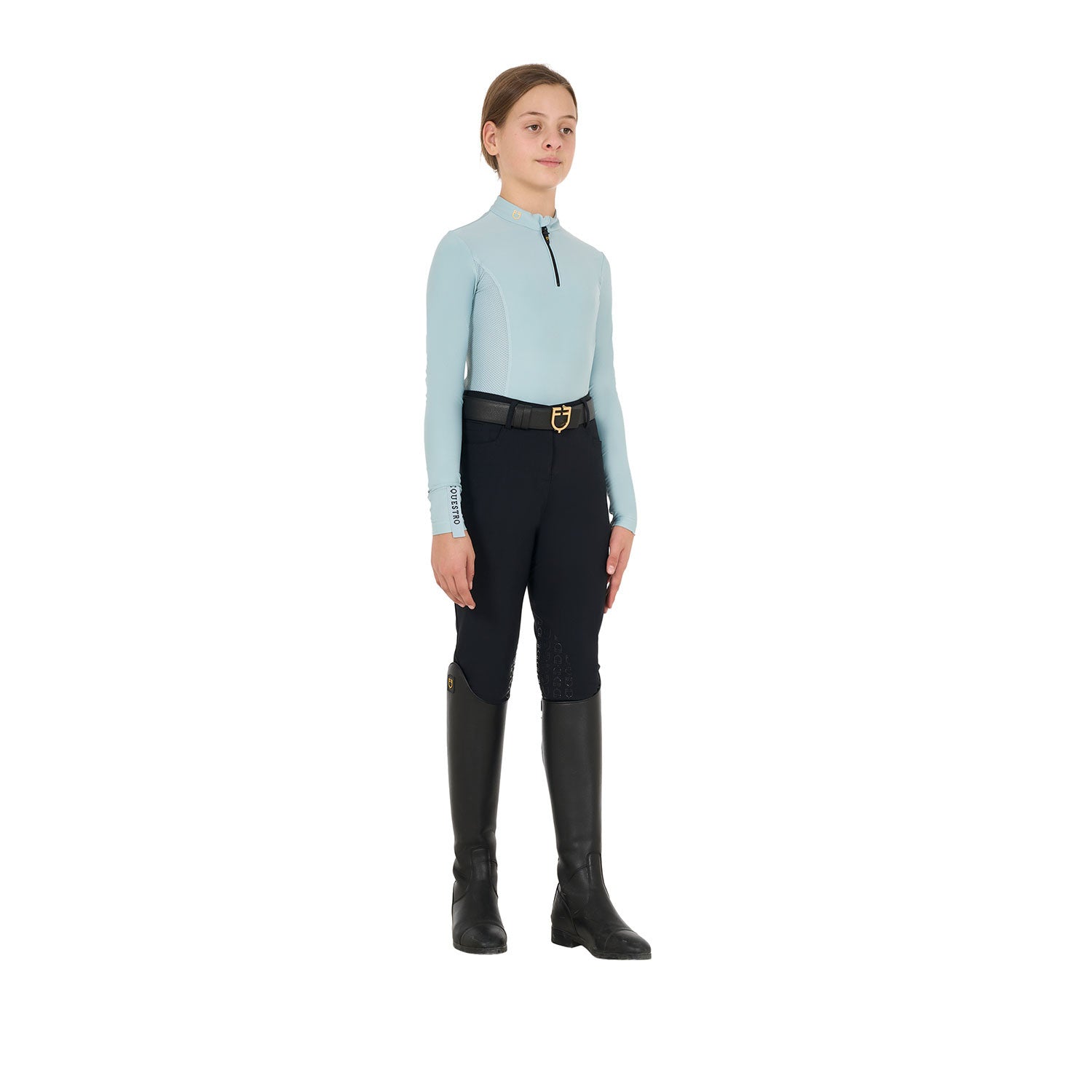 Capa base de niña de manga larga para entrenamiento Equestro - Grey Mist
