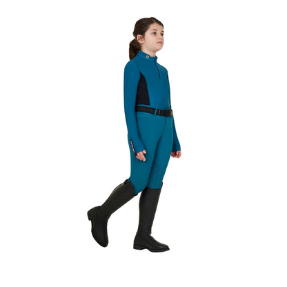 Capa base de niña de manga larga para entrenamiento Equestro - Blue Coral