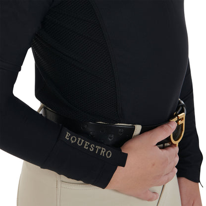 Capa base de niña de manga larga para entrenamiento Equestro - Negro
