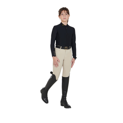 Capa base de niña de manga larga para entrenamiento Equestro - Negro