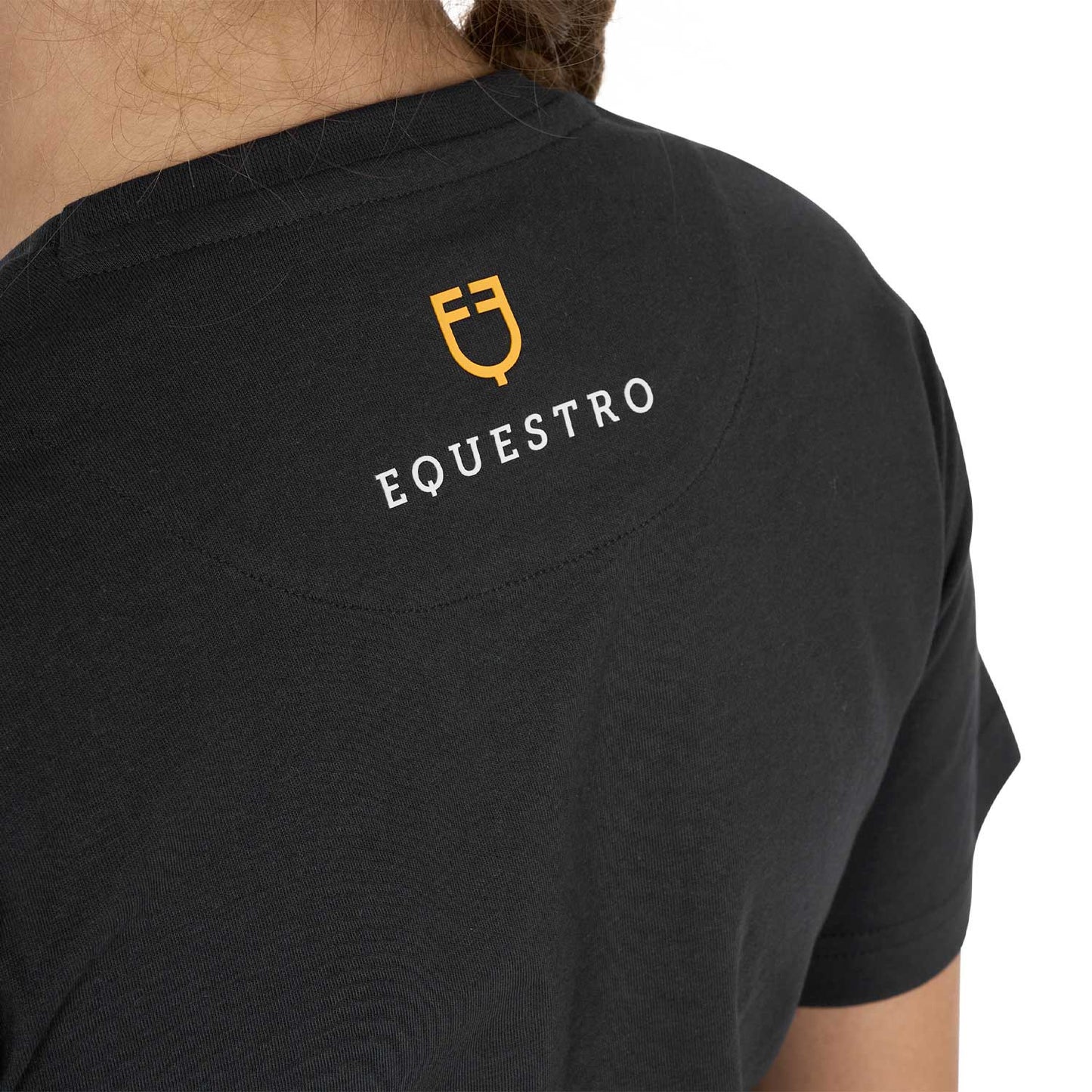 Camiseta niña slim fit logo glitter rosa Equestro - Negro