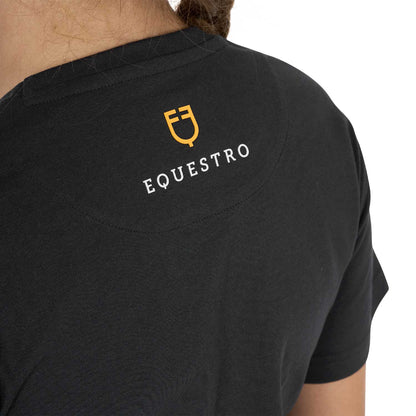 Camiseta niña slim fit logo glitter rosa Equestro - Negro
