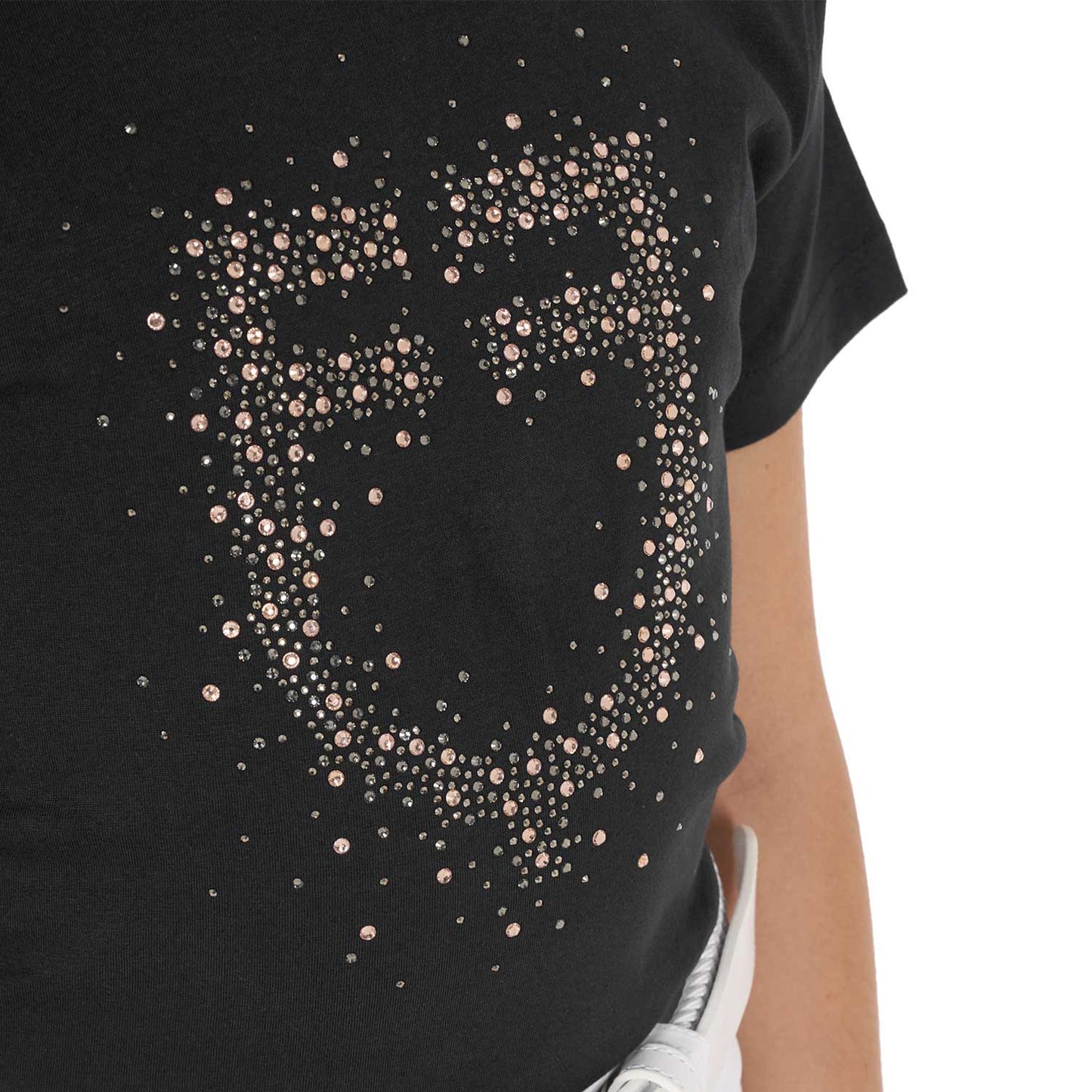 Camiseta niña slim fit logo glitter rosa Equestro - Negro