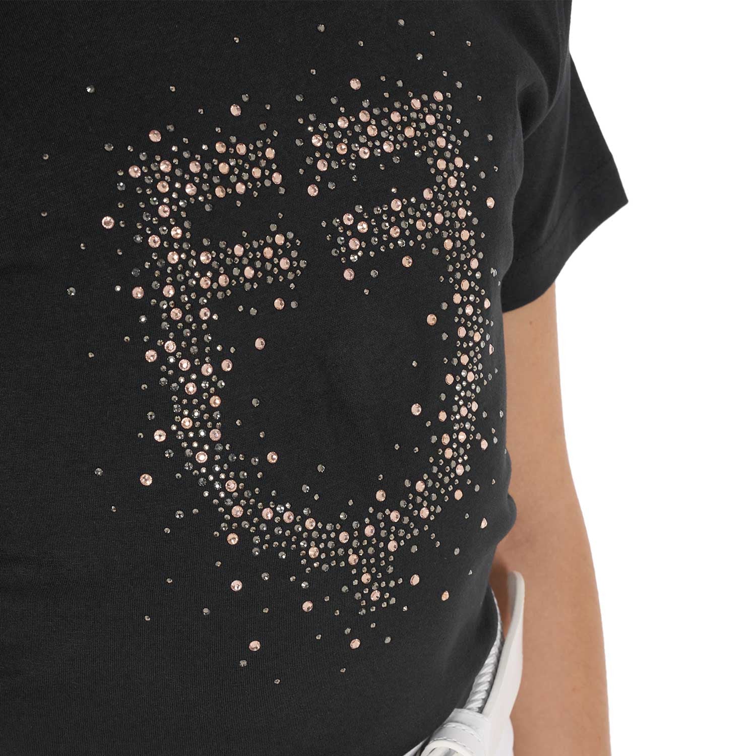 Camiseta niña slim fit logo glitter rosa Equestro - Negro