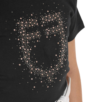 Camiseta niña slim fit logo glitter rosa Equestro - Negro