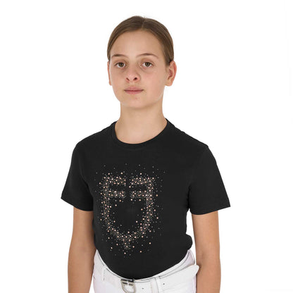Camiseta niña slim fit logo glitter rosa Equestro - Negro