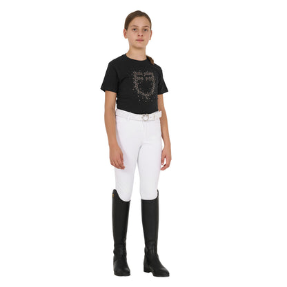 Camiseta niña slim fit logo glitter rosa Equestro - Negro