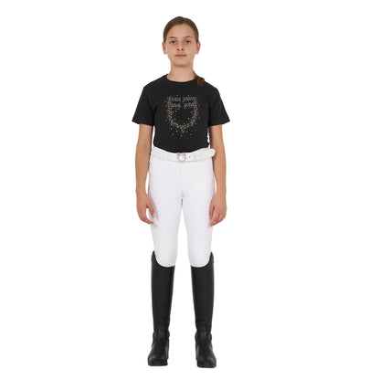 Camiseta niña slim fit logo glitter rosa Equestro - Negro