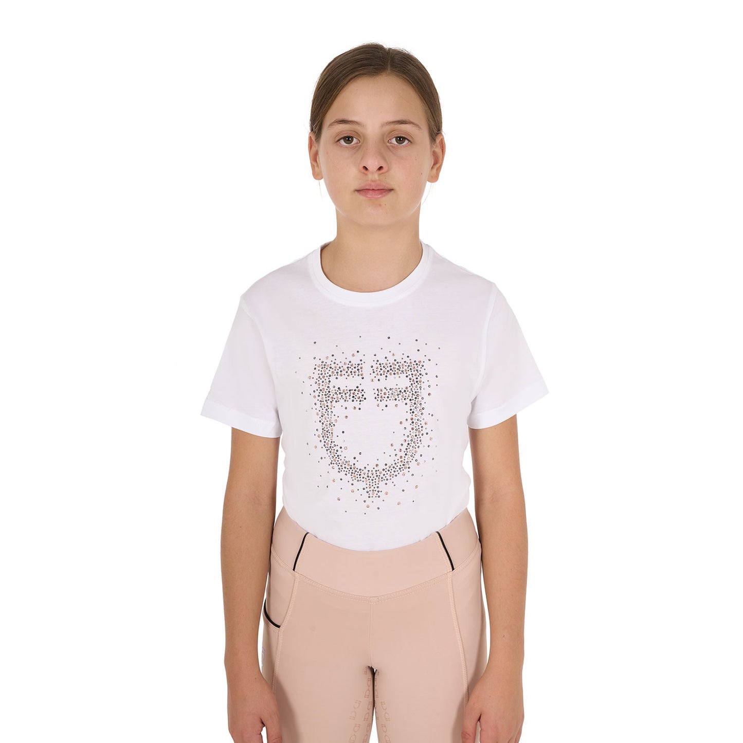 Camiseta niña slim fit logo glitter rosa Equestro