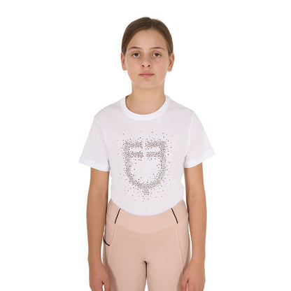 Camiseta niña slim fit logo glitter rosa Equestro
