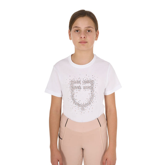 Camiseta niña slim fit logo glitter rosa Equestro