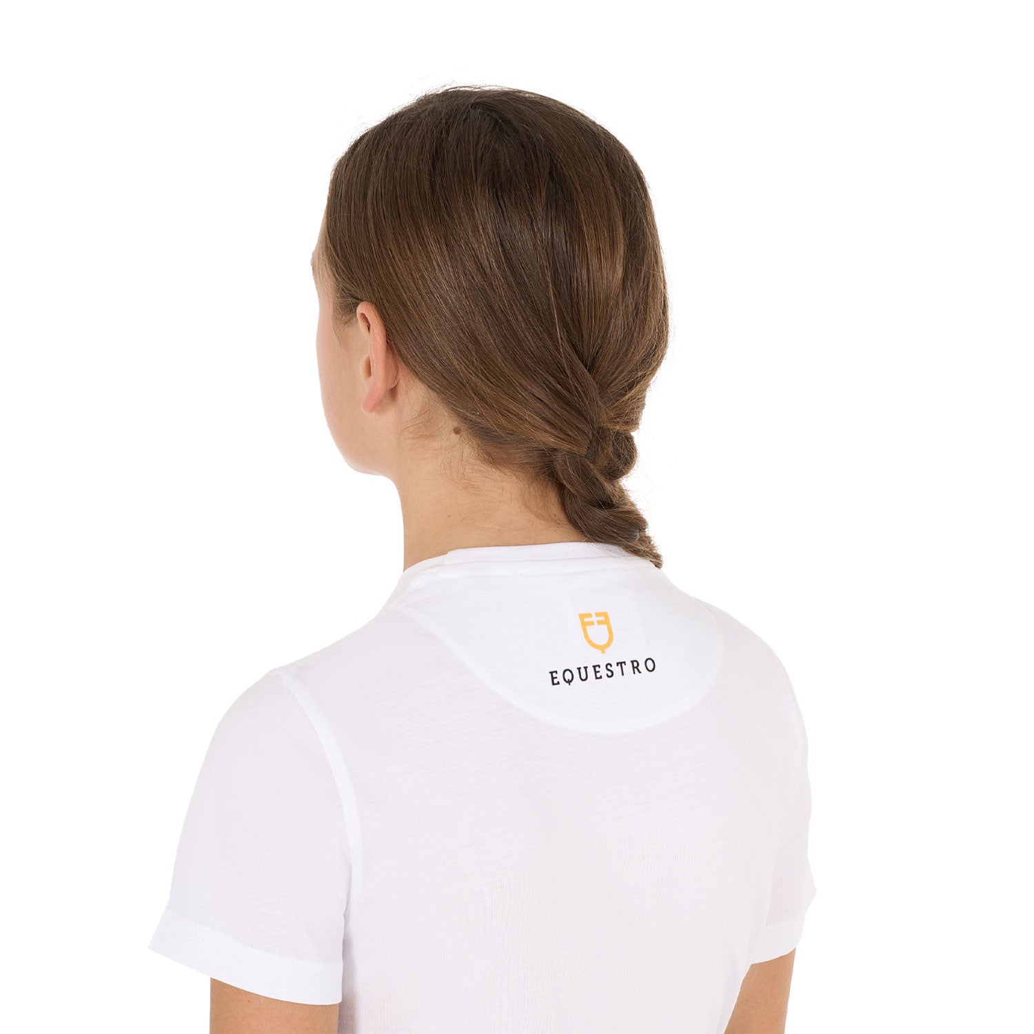 Camiseta niña slim fit logo glitter rosa Equestro - Blanco
