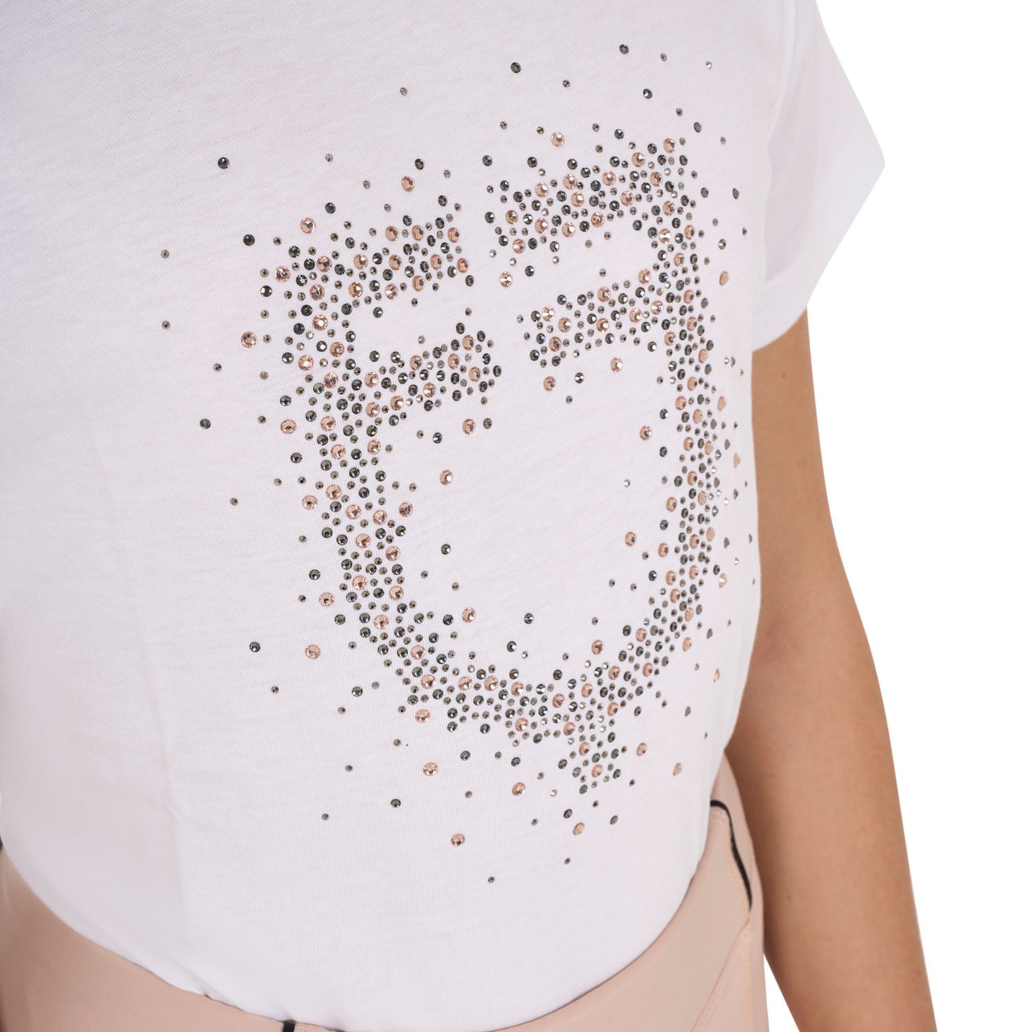 Camiseta niña slim fit logo glitter rosa Equestro - Blanco