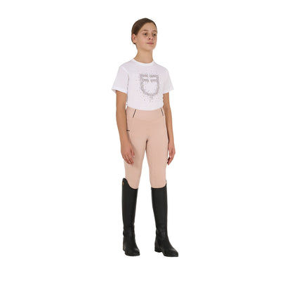 Camiseta niña slim fit logo glitter rosa Equestro - Blanco