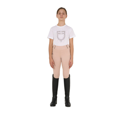 Camiseta niña slim fit logo glitter rosa Equestro - Blanco