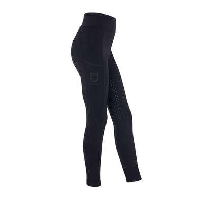Leggings para niña con decoraciones perforadas Equestro - Negro