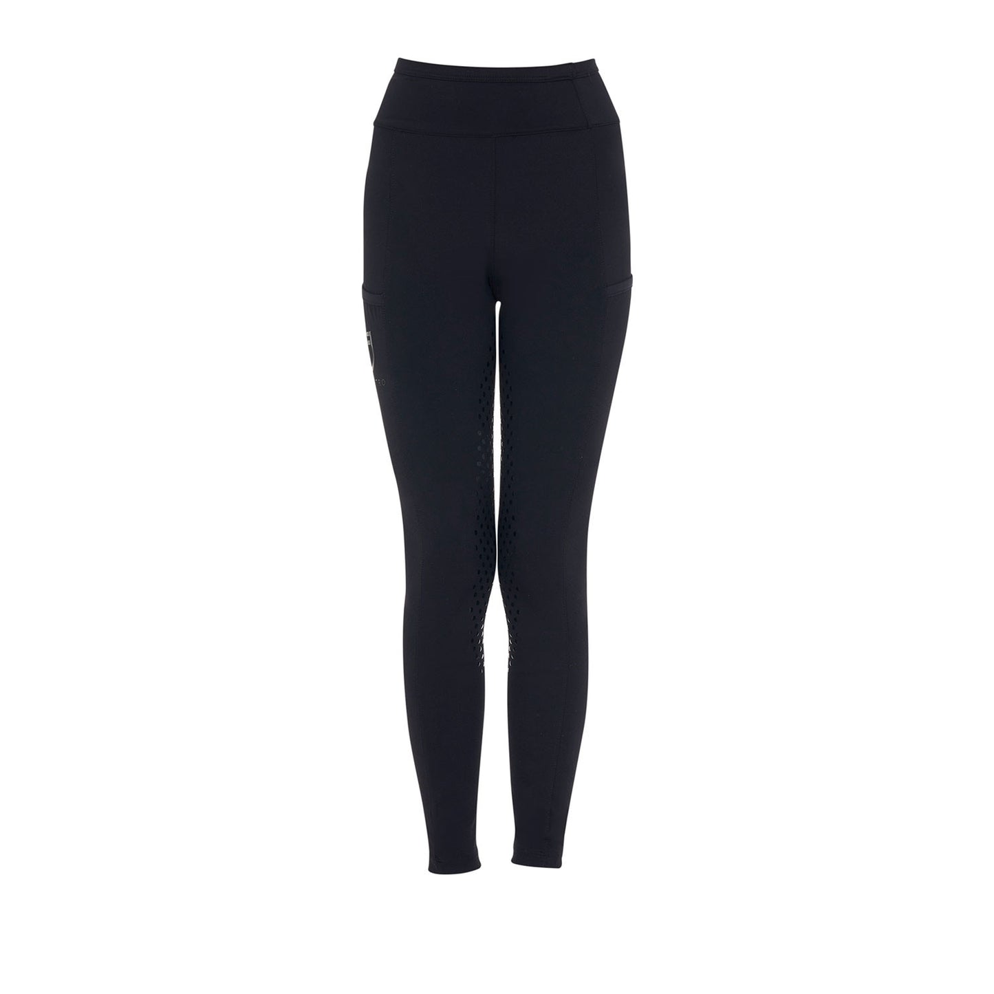 Leggings para niña con decoraciones perforadas Equestro - Negro